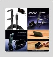 240W 2-In-1 Fast Charging Cable With Stand