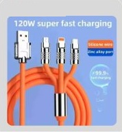 3 in 1 Charging Cable 120W Super Fast Cable, Metal USB Plug…
